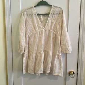 Beach cover-up. Like new. Cream with rose gold metallic. Size: Small